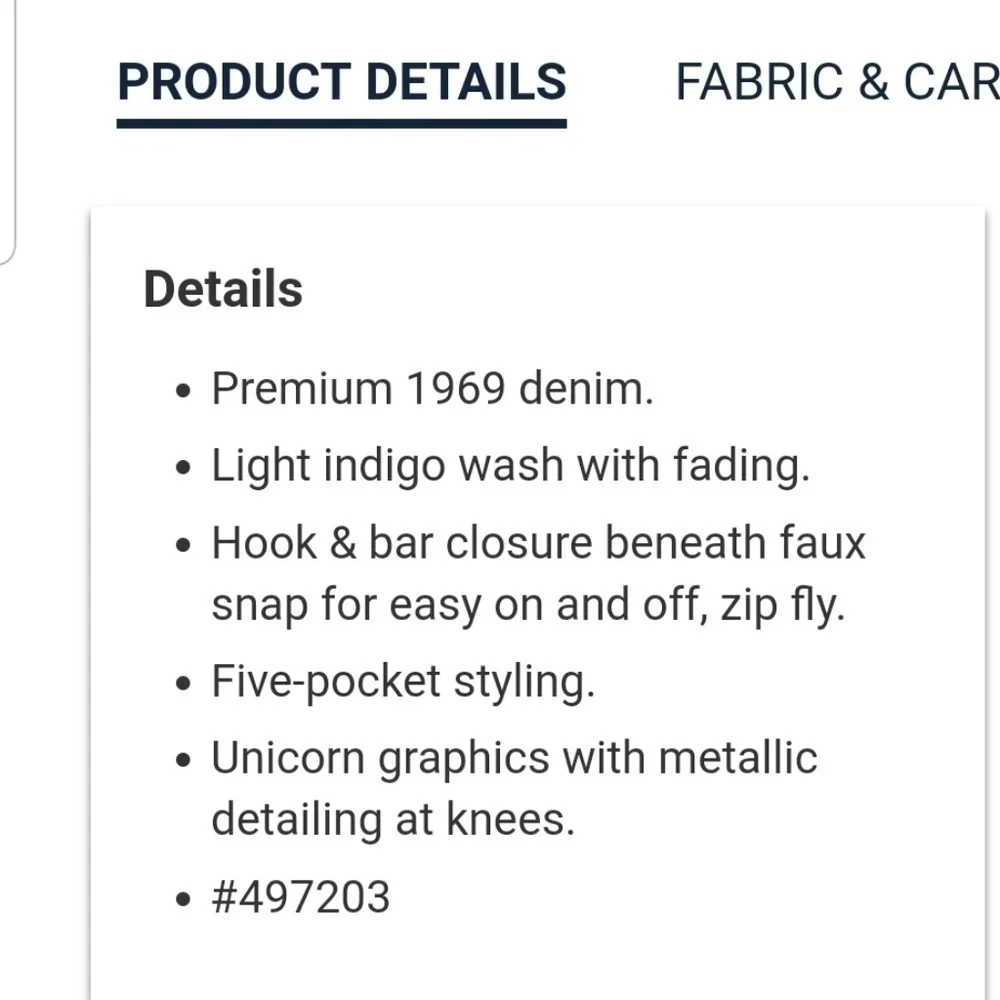 GAP Kids 1969 Unicorn Denim Jean NWT